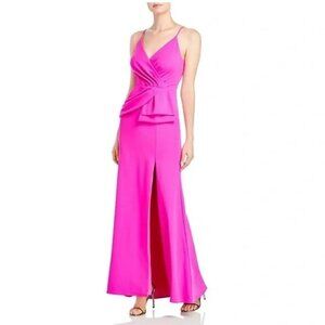 Aqua Pink Spaghetti Strap Full-Length Evening Sheath Dress